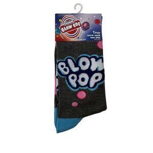 Blow Pop Candy Graphic Crew Socks Gray Pink Fun Novelty One Size New